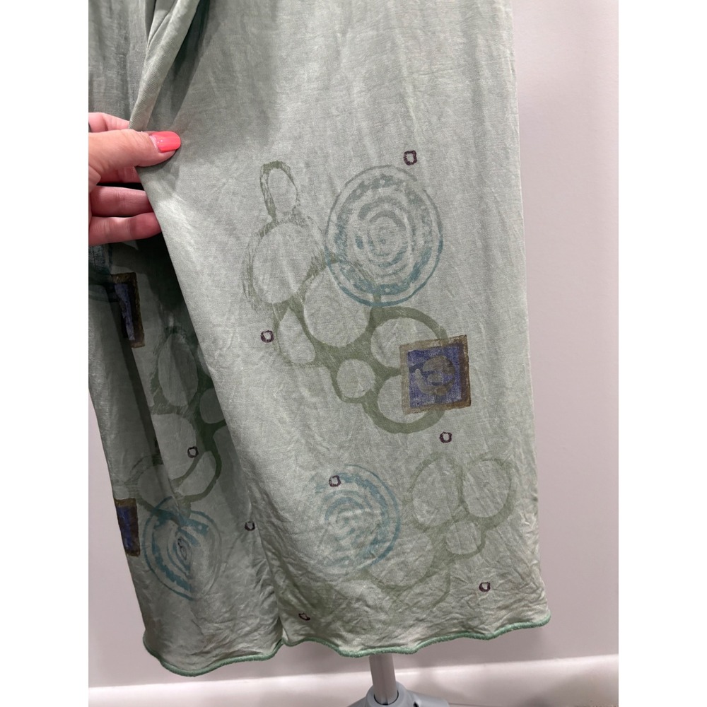 Bluefish Green Pull On Hand Printed Pants Artsy Art To Wear Size 0 Vintage - Picture 8 of 15